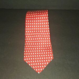 RARE RED HERMES TILT PENGUIN ANIMAL 100% SILK #5143 HA AUTHENTIC TIE